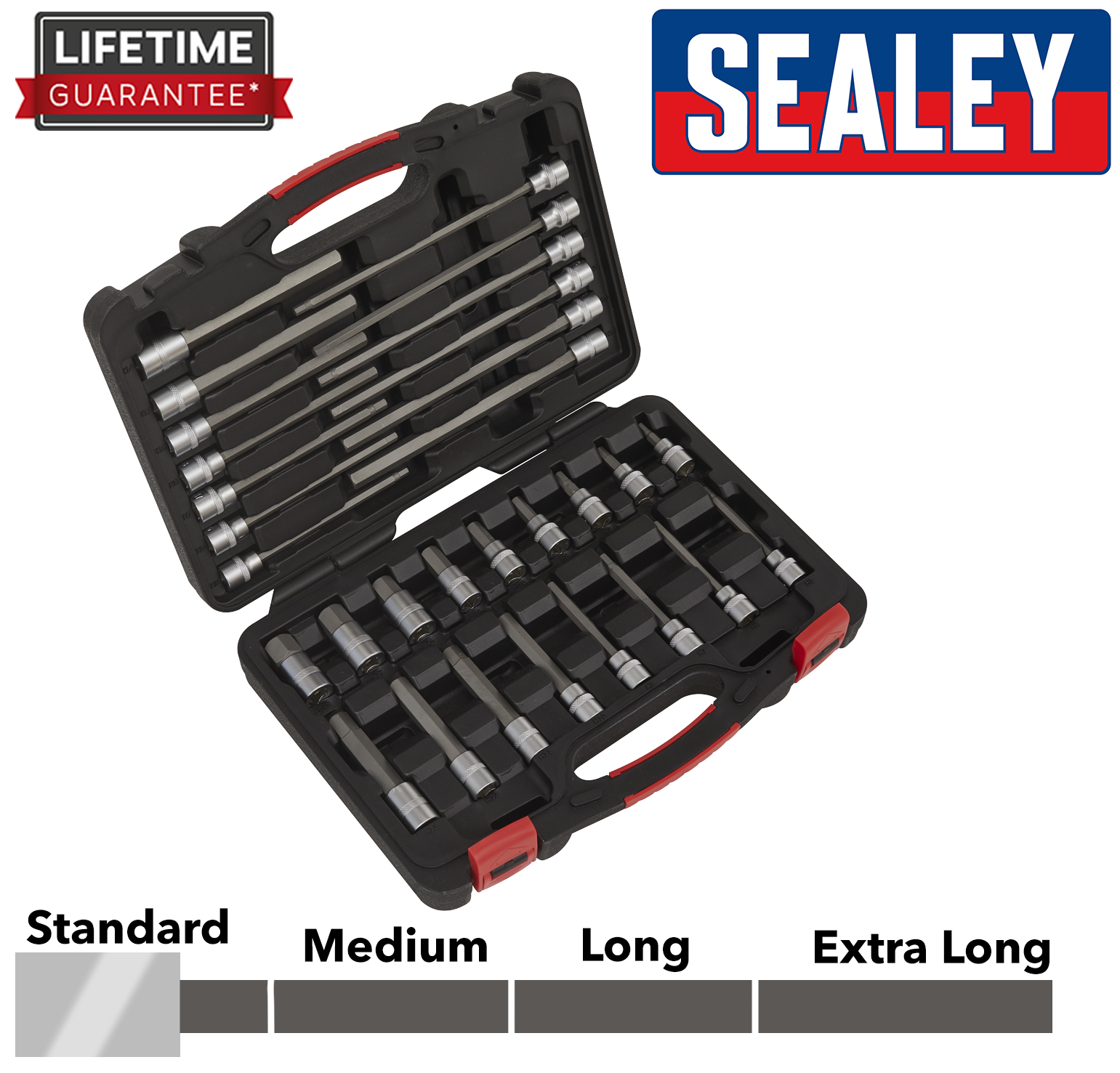 Sealey Professional Hex Allen Key Socket Bit Set 30pc 3/8"Sq Drive 5